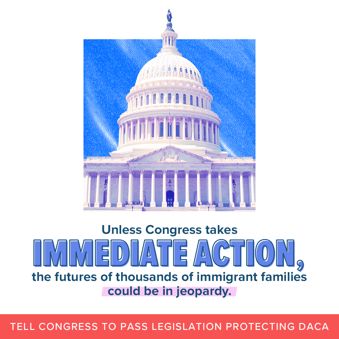 Photo of Capitol on blue square with bold text of Immediate Action and bottom red CTA banner